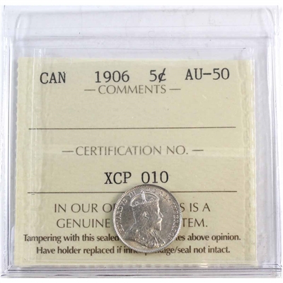 1906 Canada 5-cents ICCS Certified AU-50