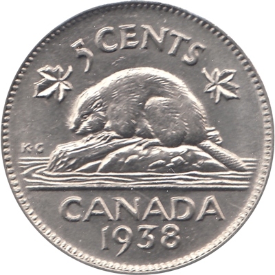 1938 Canada 5-cents AU-UNC (AU-55) $