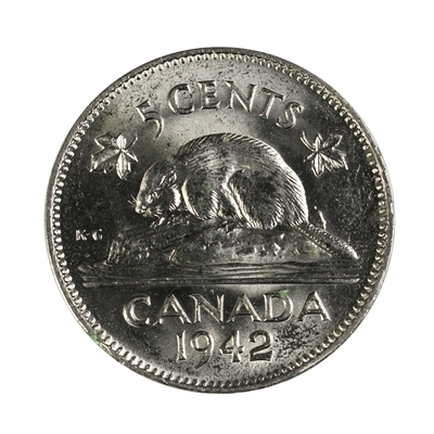 1942 Nickel Canada 5-cents Choice Brilliant Uncirculated (MS-64) $