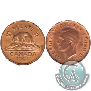 1942 Tombac Canada 5-cents Uncirculated (MS-60)