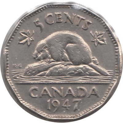1947 Dot Canada 5-cents VF-EF (VF-30) $
