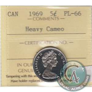 1969 Canada 5-cents ICCS Certified PL-66 Heavy Cameo