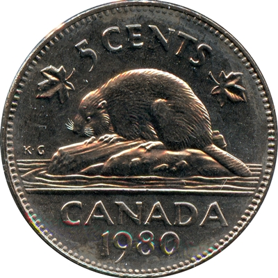 1980 Canada 5-cents Brilliant Uncirculated (MS-63)