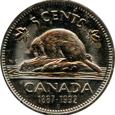 1992 Canada 5-cents Brilliant Uncirculated (MS-63)