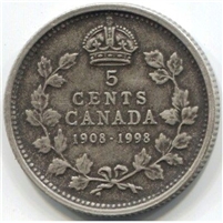1998 (1908-1998) Antique Canada 5-cents Proof