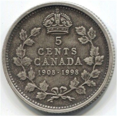 1998 (1908-1998) Antique Canada 5-cents Proof