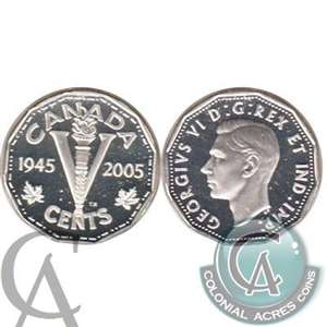 2005 VE Day Canada 5-cents Silver Proof