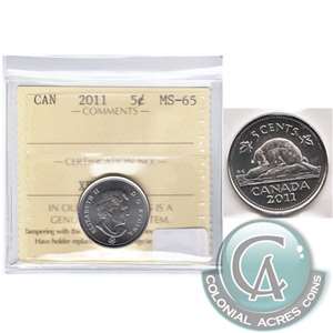 2011 Canada 5-cents ICCS Certified MS-65