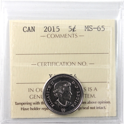 2015 Canada 5-cents ICCS Certified MS-65