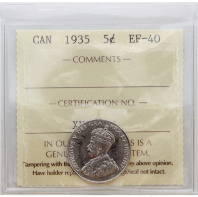 1935 Canada 5-cents ICCS Certified EF-40