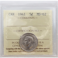 1941 Canada 5-cents ICCS Certified MS-62