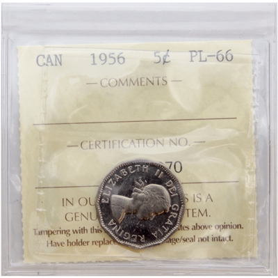 1956 Canada 5-cents ICCS Certified PL-66 Cameo
