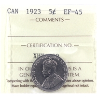 1923 Canada 5-cents ICCS Certified EF-45