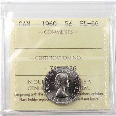 1960 Canada 5-cents ICCS Certified PL-66