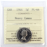 1964 Canada 5-cents ICCS Certified PL-66 Heavy Cameo