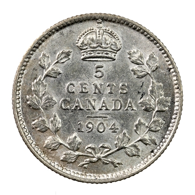 1904 Canada 5-cents Almost Uncirculated (AU-50) $