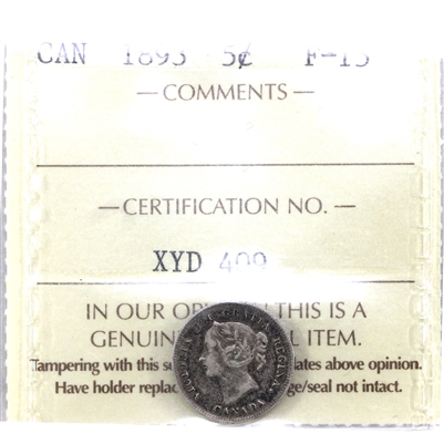 1893 Canada 5-cents ICCS Certified F-15