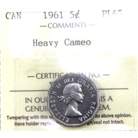 1961 Canada 5-cents ICCS Certified PL-65 Heavy Cameo