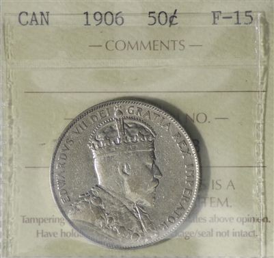 1906 Canada 50-cents ICCS Certified F-15