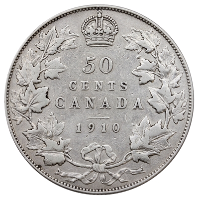 1910 Edwardian Leaves Canada 50-cents Very Fine (VF-20) $