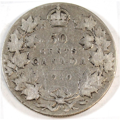 1910 Victorian Leaves Canada 50-cents Very Good (VG-8)