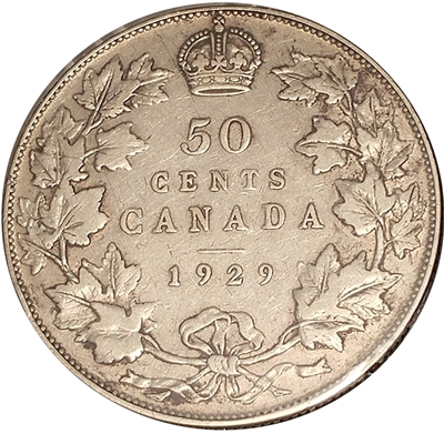 1929 Canada 50-cents F-VF (F-15)
