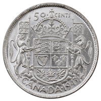 1943 Canada 50-cents Brilliant Uncirculated (MS-63) $