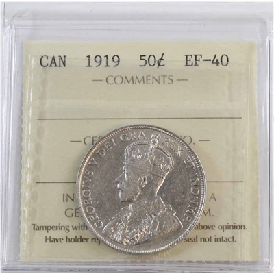 1919 Canada 50-cents ICCS Certified EF-40