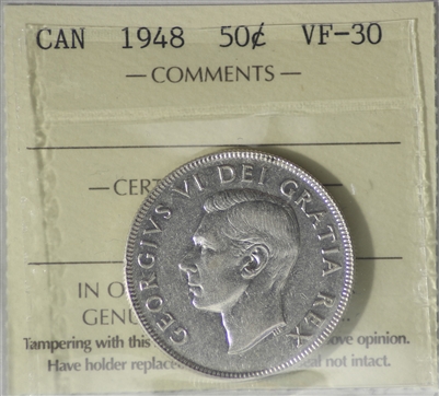 1948 Canada 50-cents ICCS Certified VF-30