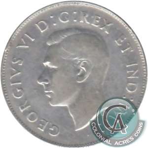 1947 Curved 7 Canada 50-cents F-VF (F-15)
