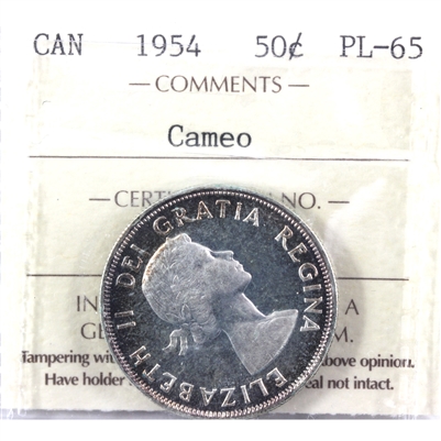 1954 Canada 50-cents ICCS Certified PL-65 Cameo