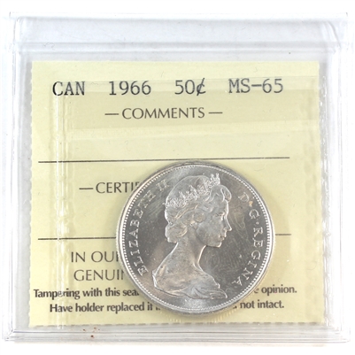 1966 Canada 50-cents ICCS Certified MS-65