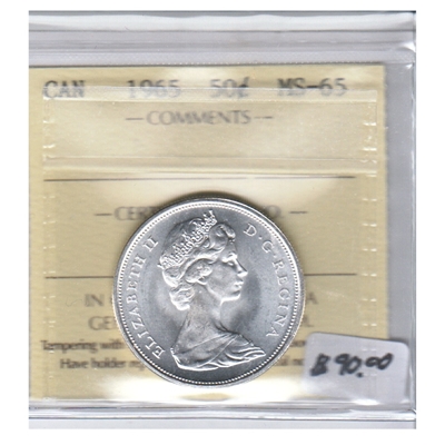 1965 Canada 50-cents ICCS Certified MS-65