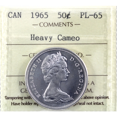 1965 Canada 50-cents ICCS Certified PL-65 Heavy Cameo