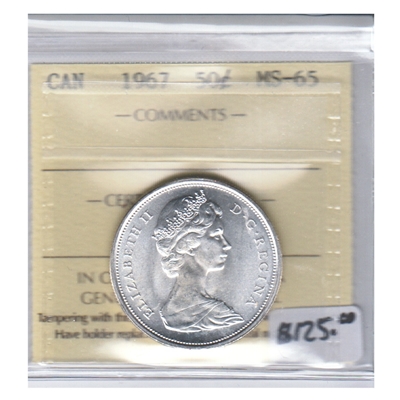 1967 Canada 50-cents ICCS Certified MS-65