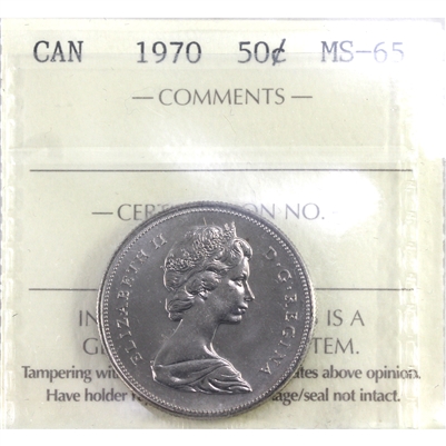 1970 Canada 50-cents ICCS Certified MS-65