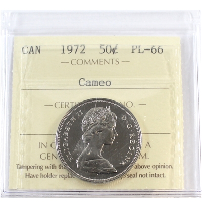 1972 Canada 50-cents ICCS Certified PL-66 Cameo