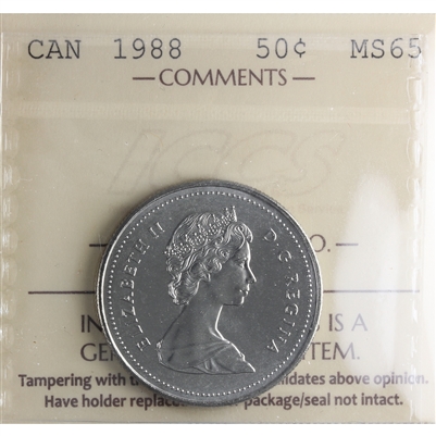 1988 Canada 50-cents ICCS Certified MS-65