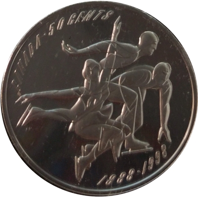 1998 Canada Figure Skating 50-cents Silver Proof_