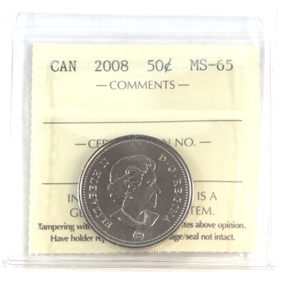 2008 Canada 50-cents ICCS Certified MS-65