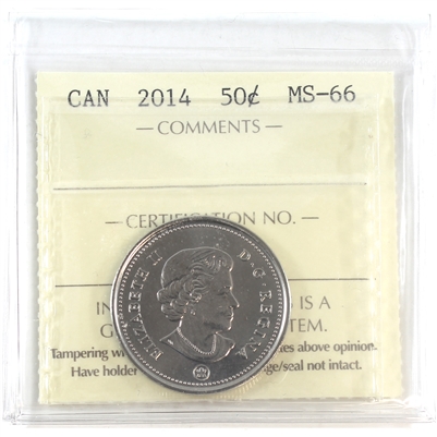 2014 Canada 50-cents ICCS Certified MS-66