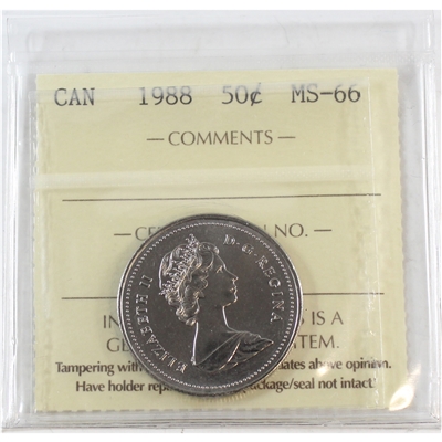 1988 Canada 50-cents ICCS Certified MS-66