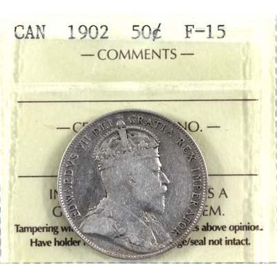 1902 Canada 50-cents ICCS Certified F-15
