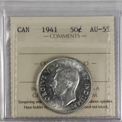 1941 Canada 50-cents ICCS Certified AU-55