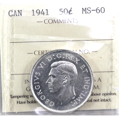 1941 Canada 50-cents ICCS Certified MS-60