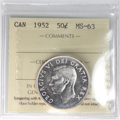 1952 Canada 50-cents ICCS Certified MS-63