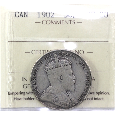 1902 Canada 50-cents ICCS Certified VF-20