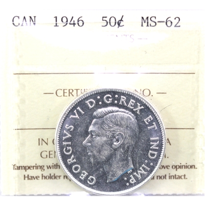 1946 Canada 50-cents ICCS Certified MS-62 (XJL 126)