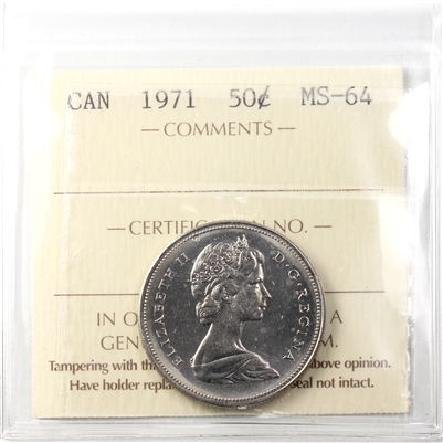 1971 Canada 50-cents ICCS Certified MS-64