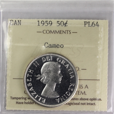 1959 Canada 50-cents ICCS Certified PL-64 Cameo